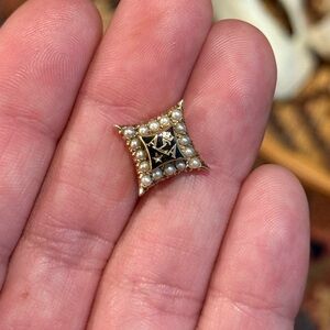 Alpha Sigma Alpha Gold, Black Enamel, and Pearl Star Pin